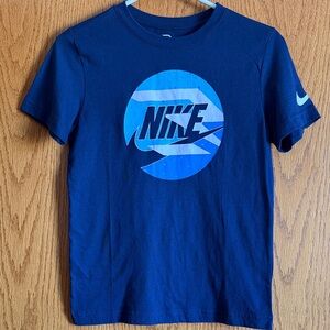 Nike Kids Navy Blue Graphic Tee | Swoosh Logo | Short Sleeve T-Shirt